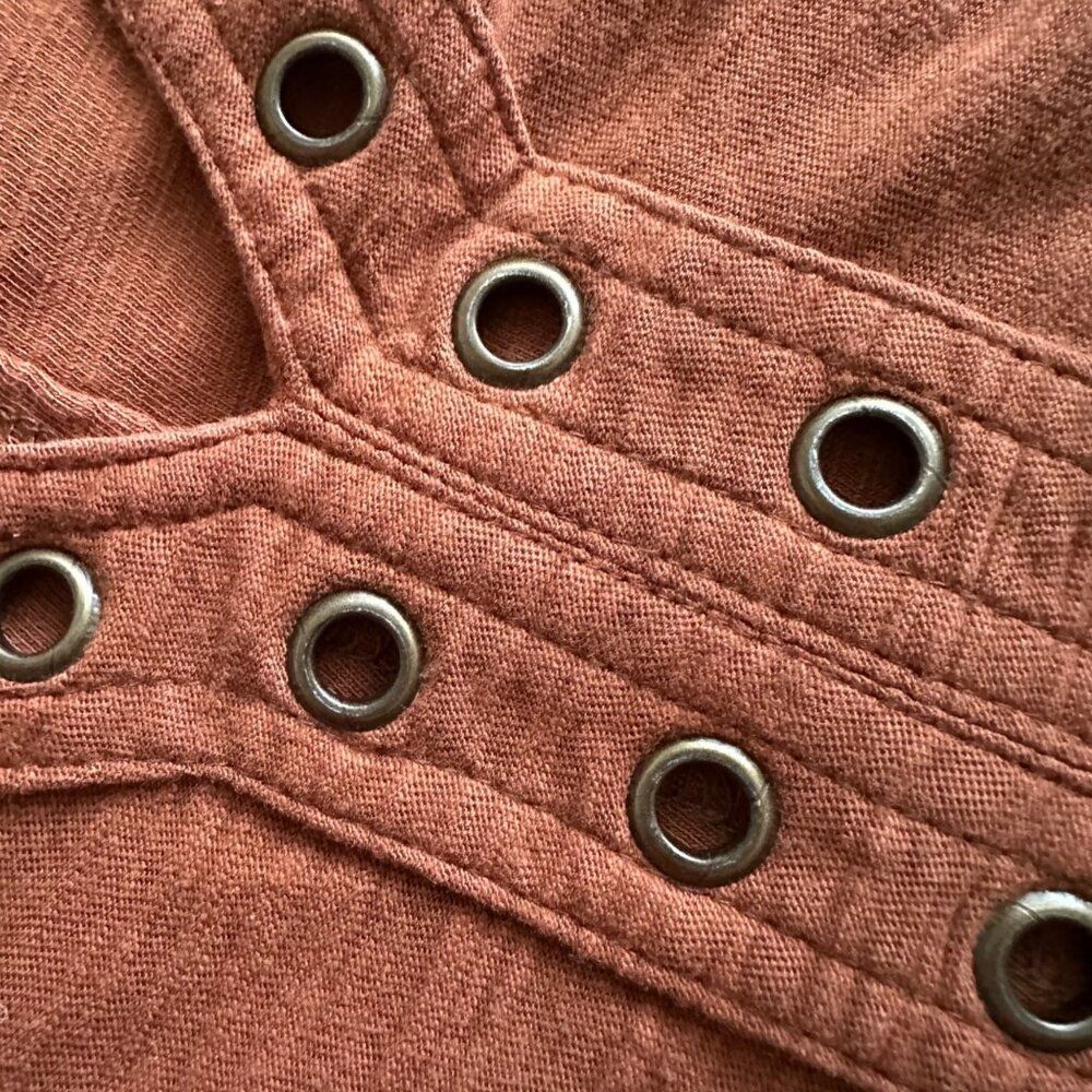Anthropologie Pilcro Puff Sleeve Grommet Top XS Mango Cotton Boho Blouse Women - Picture 7 of 10